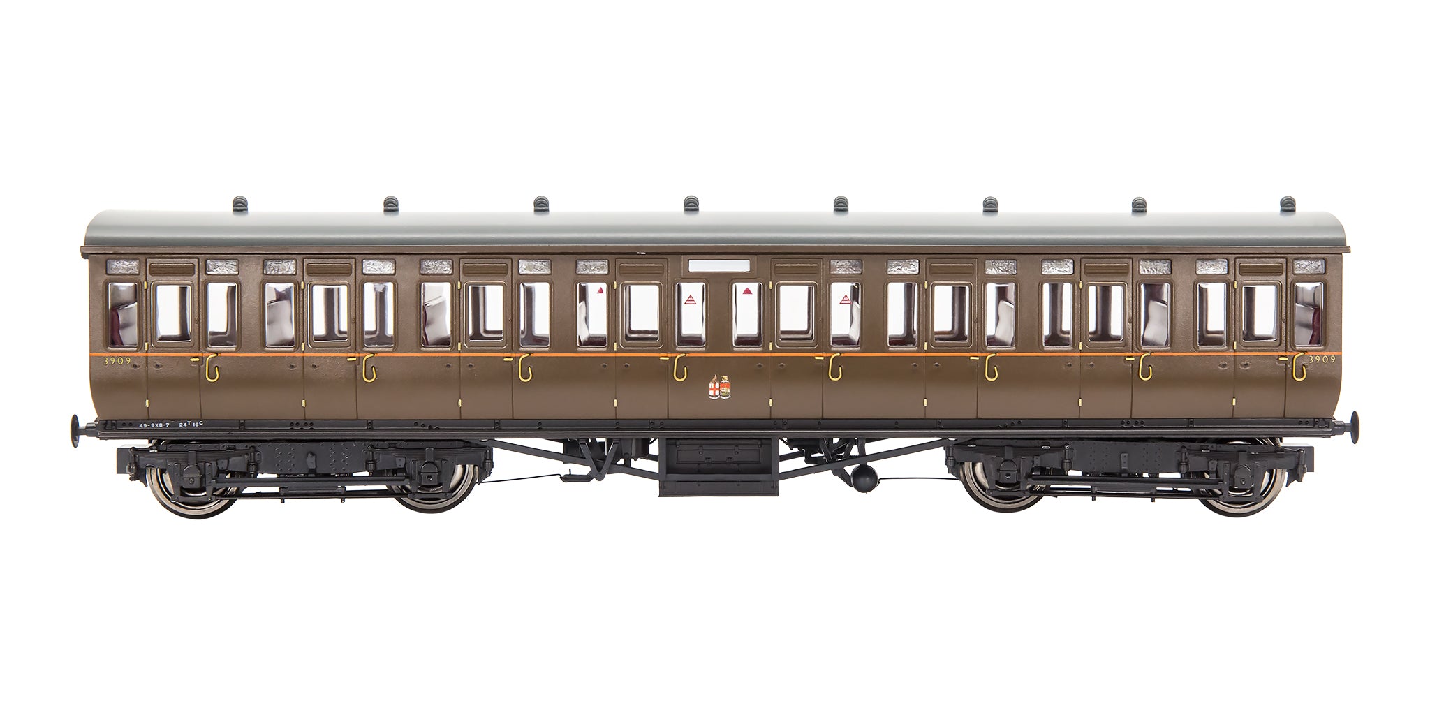 4P-020-411 OO Gauge GWR Toplight M/Line City GWR All Brown All Third 3909 Set 5