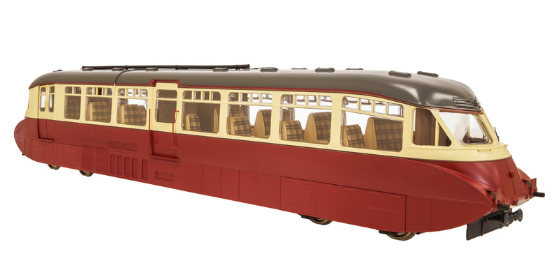 7D-011-005 O Gauge Streamlined Diesel Railcar W8W BR Lined Carmine u0026 Cream