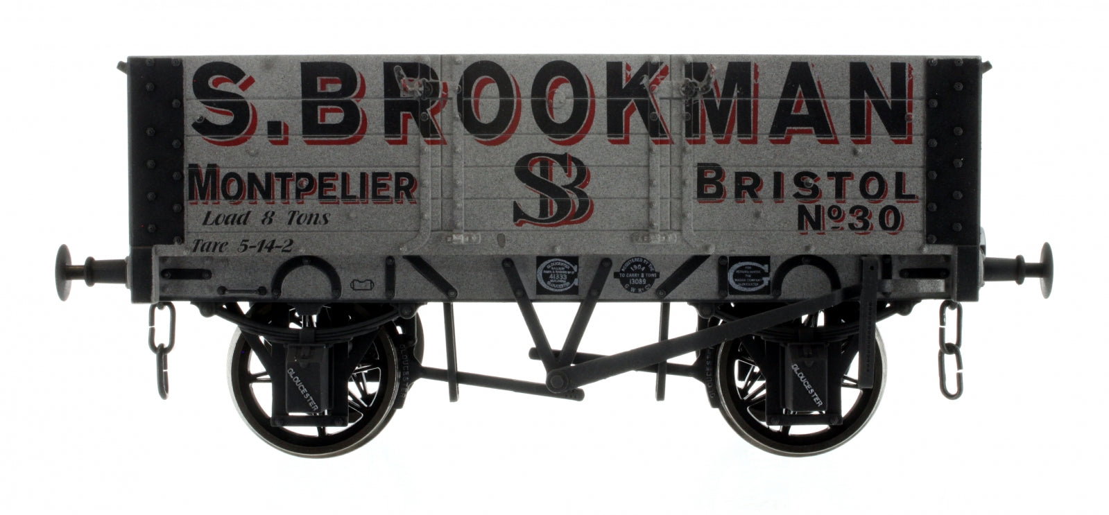 7F-052-001W O Gauge 5 Plank wagon 9' W/B S. Brookman 30 Weathered